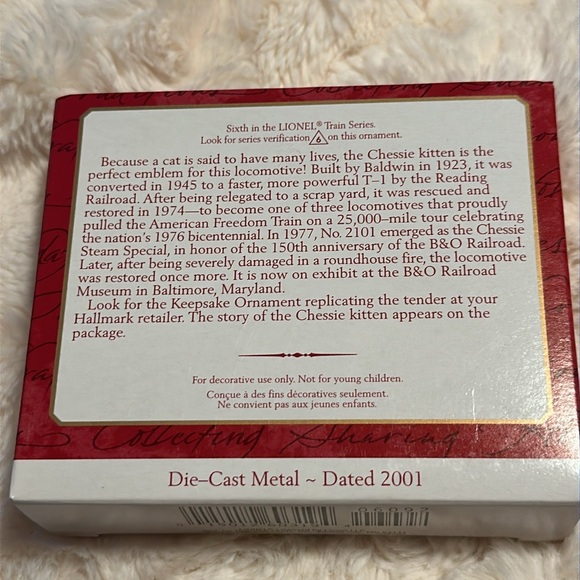 Hallmark Keepsake Ornament Lionel Train Series Chessie Steam special locomotive - Picture 2 of 2